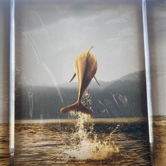 Golden Dolphins and Ship Wall Art - Picture 3 of 6